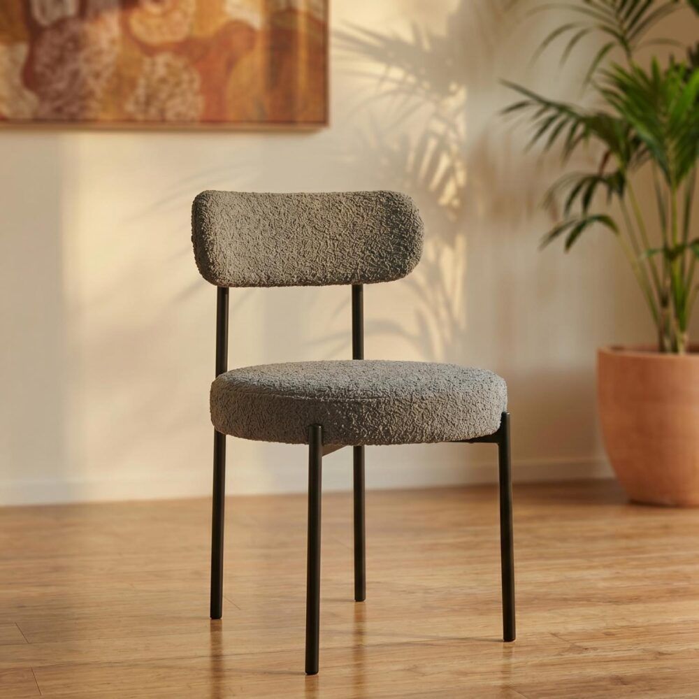 Plush Boucle Cushioned Elsa Dining Chairs in Slate Grey V264-DNC-416B-MGR-02-1