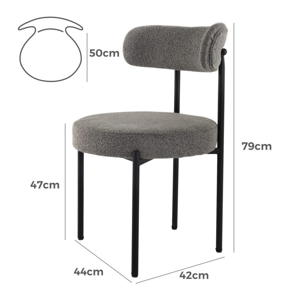 Plush Boucle Cushioned Elsa Dining Chairs in Slate Grey V264-DNC-416B-MGR-02-1