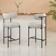 Sleek White Quartz Metal Boucle Elsa Bar Stools V264-DNC-417B-MCR-02-1