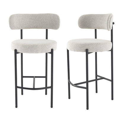 Sleek White Quartz Metal Boucle Elsa Bar Stools V264-DNC-417B-MCR-02-1