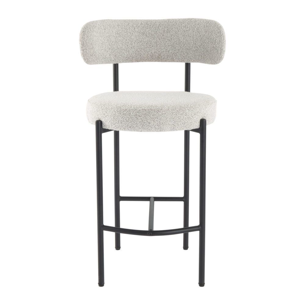 Sleek White Quartz Metal Boucle Elsa Bar Stools V264-DNC-417B-MCR-02-1