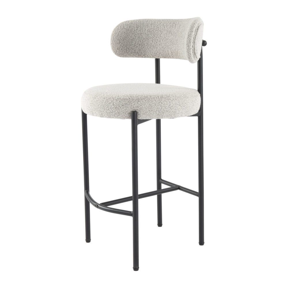 Sleek White Quartz Metal Boucle Elsa Bar Stools V264-DNC-417B-MCR-02-1