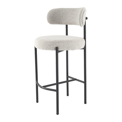 Sleek White Quartz Metal Boucle Elsa Bar Stools V264-DNC-417B-MCR-02-1