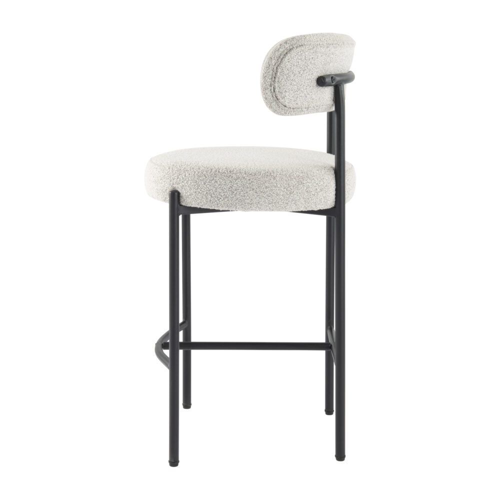 Sleek White Quartz Metal Boucle Elsa Bar Stools V264-DNC-417B-MCR-02-1