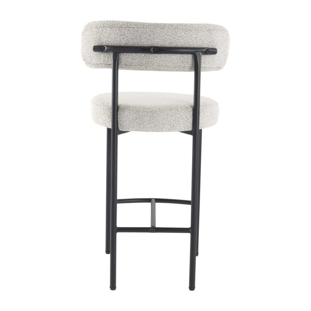 Sleek White Quartz Metal Boucle Elsa Bar Stools V264-DNC-417B-MCR-02-1