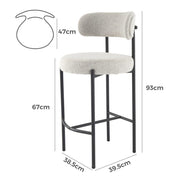Sleek White Quartz Metal Boucle Elsa Bar Stools V264-DNC-417B-MCR-02-1