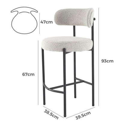 Sleek White Quartz Metal Boucle Elsa Bar Stools V264-DNC-417B-MCR-02-1