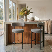 Contemporary Grey Boucle Elsa Low Bar Stools V264-DNC-417B-MGR-02-1