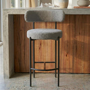 Contemporary Grey Boucle Elsa Low Bar Stools V264-DNC-417B-MGR-02-1