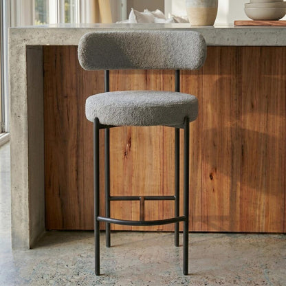 Contemporary Grey Boucle Elsa Low Bar Stools V264-DNC-417B-MGR-02-1