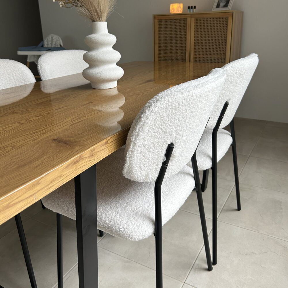 White Whisper Teddy Fabric Dining Duo V264-DNC-418V-WHE-02-1
