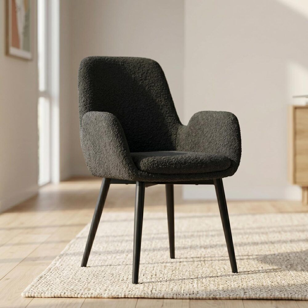 Charcoal Embrace Boucle – teddy Sherpa Fabric Armchair Set V264-DNC-420V-CHL-02-1