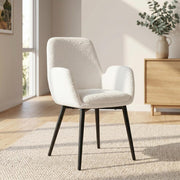Boucle – teddy Sherpa Fabric Bliss Armrest Dining Chair Ensemble V264-DNC-420V-WHE-02-1