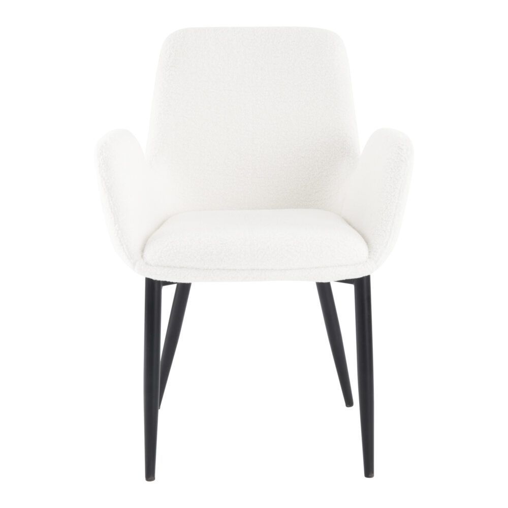 Boucle – teddy Sherpa Fabric Bliss Armrest Dining Chair Ensemble V264-DNC-420V-WHE-02-1