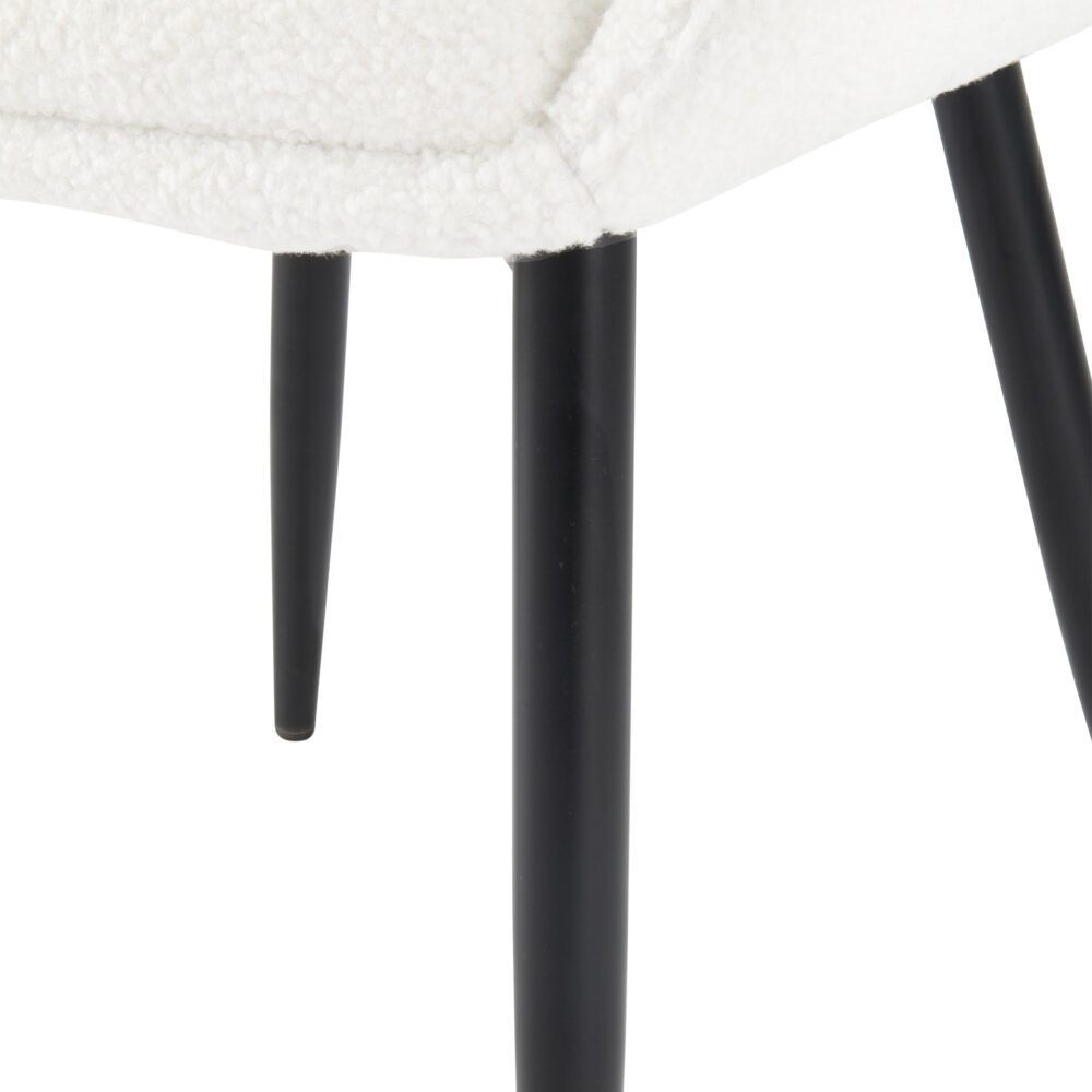 Boucle – teddy Sherpa Fabric Bliss Armrest Dining Chair Ensemble V264-DNC-420V-WHE-02-1