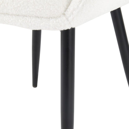 Boucle – teddy Sherpa Fabric Bliss Armrest Dining Chair Ensemble V264-DNC-420V-WHE-02-1