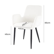Boucle – teddy Sherpa Fabric Bliss Armrest Dining Chair Ensemble V264-DNC-420V-WHE-02-1