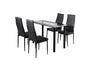 5PC Indoor Dining Table and Chairs Dinner Set Glass Leather Kitchen-Mix Black V264-DNT-403S-BLK-1.2M-DNC-404S-BLK-04
