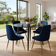 Blue Velvet Bistro Dining Set V264-DNT-405-BLK-DNC-414V-BLU-4