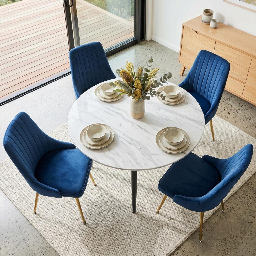 Ocean’s Velvet Dining Set V264-DNT-405-WHE-DNC-414V-BLU-4