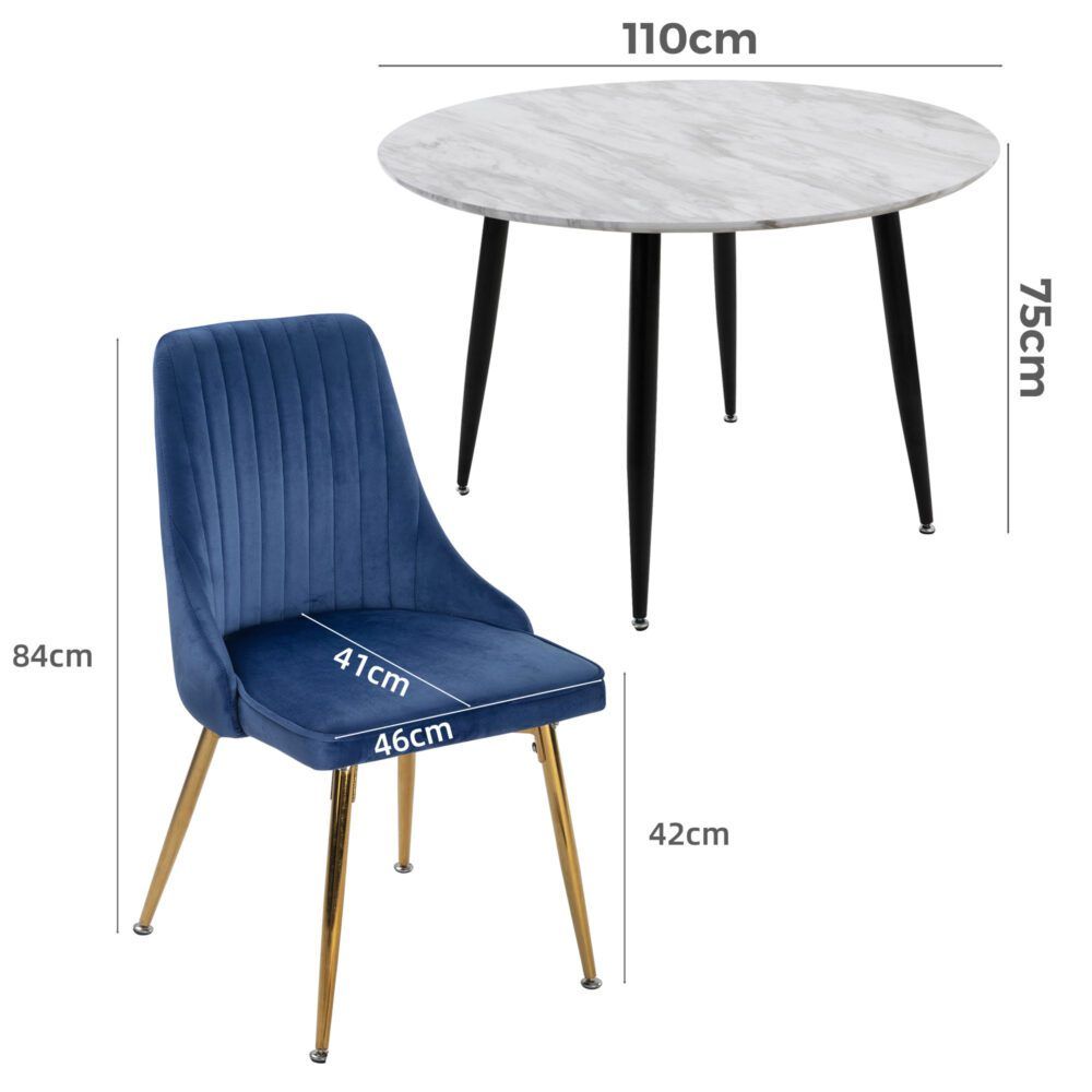 Ocean’s Velvet Dining Set V264-DNT-405-WHE-DNC-414V-BLU-4