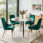 Velvet Elegance Dining Set V264-DNT-405-WHE-DNC-414V-GRN-4