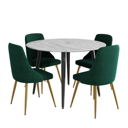 Velvet Elegance Dining Set V264-DNT-405-WHE-DNC-414V-GRN-4