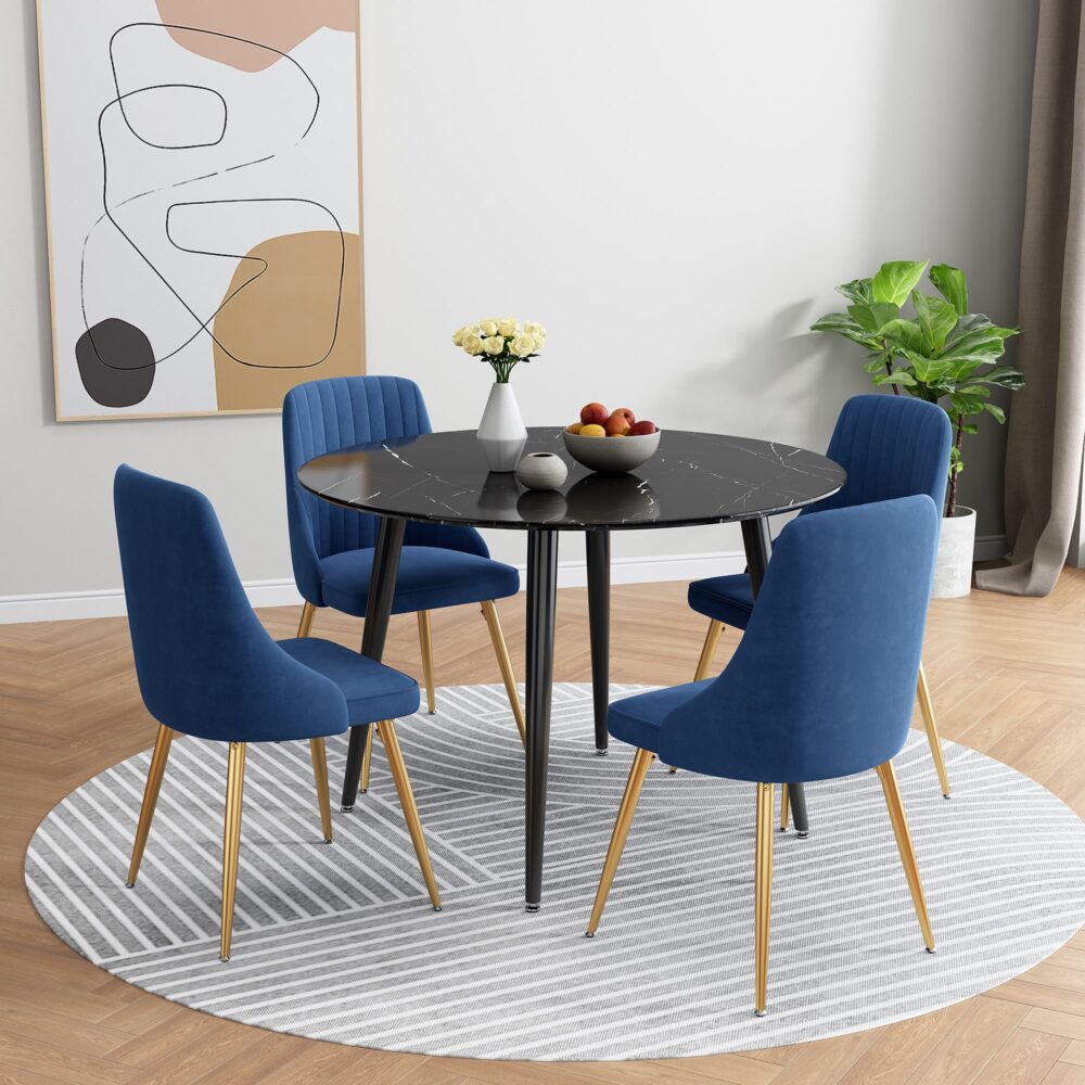 Marble Mania Round Table V264-DNT-405S-BLK