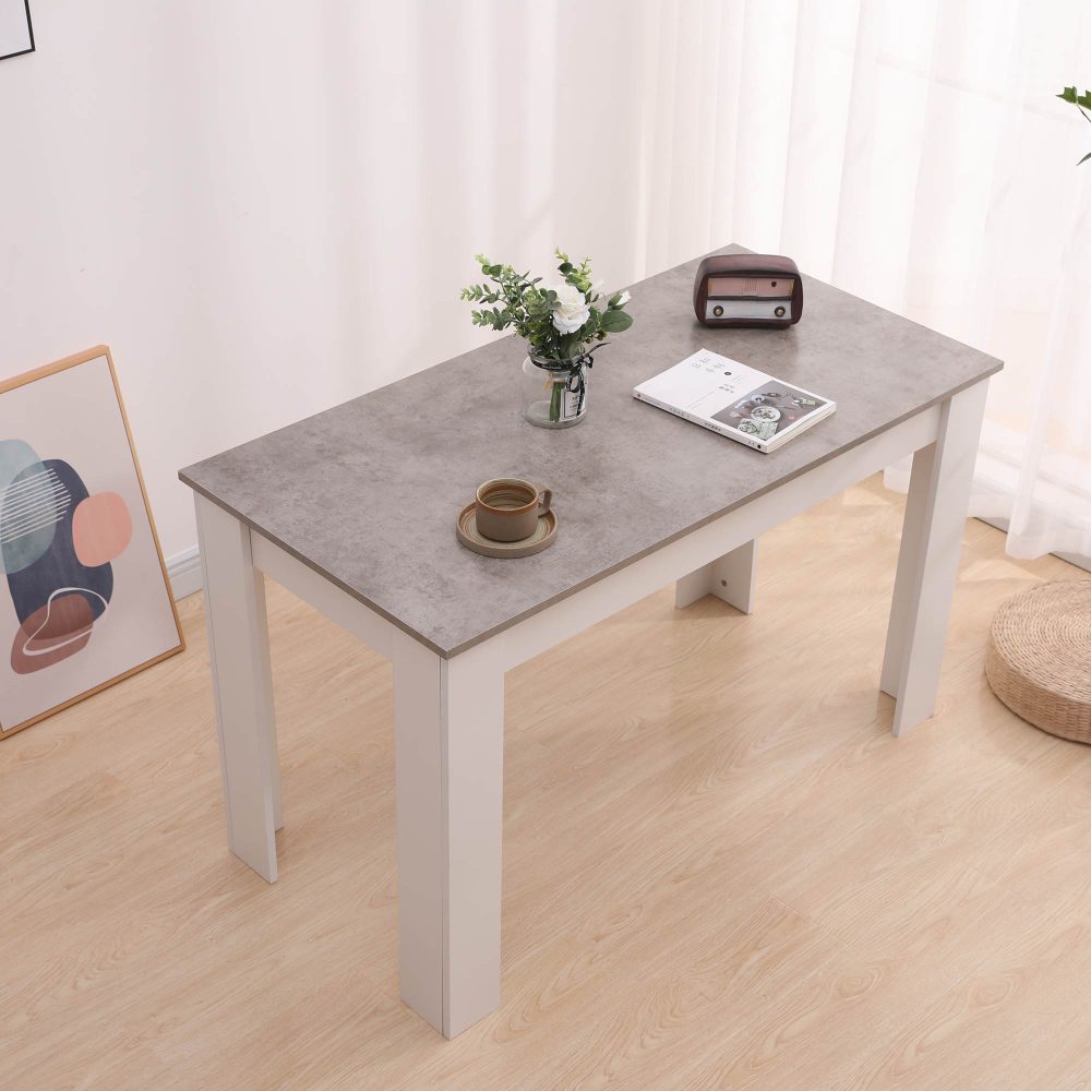 Dining Table Rectangular Wooden 120M-Grey&amp;White V264-DNT-409C-LGR-12M-1
