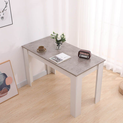 Grey Rectangular Dining Table with 4x Blue Velvet Chairs V264-DNT-409C-LGR-DNC-414V-BLU-4