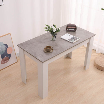 Grey Rectangular Dining Table with 4x Green Velvet Chairs V264-DNT-409C-LGR-DNC-414V-GRN-4