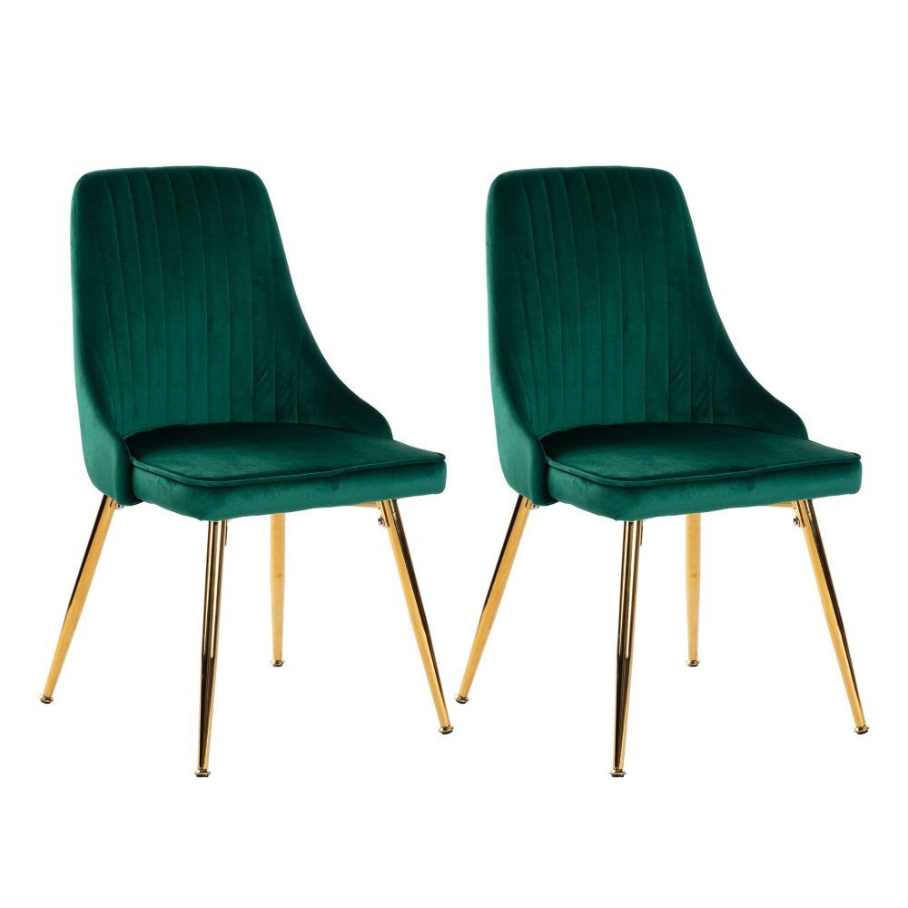 Grey Rectangular Dining Table with 4x Green Velvet Chairs V264-DNT-409C-LGR-DNC-414V-GRN-4