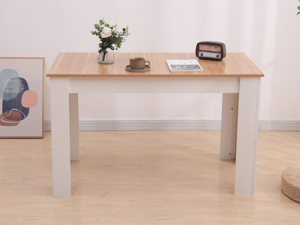 Dining Table Rectangular Wooden 120M-Wood&amp;White V264-DNT-409C-NTR-12M-1