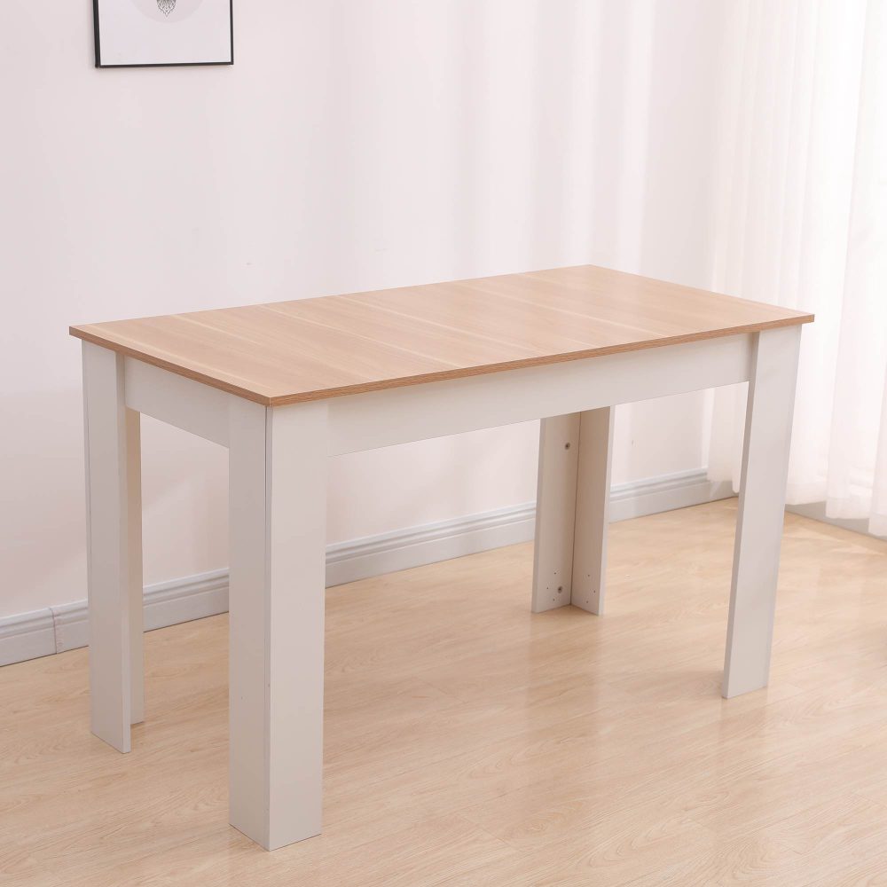 Dining Table Rectangular Wooden 120M-Wood&amp;White V264-DNT-409C-NTR-12M-1