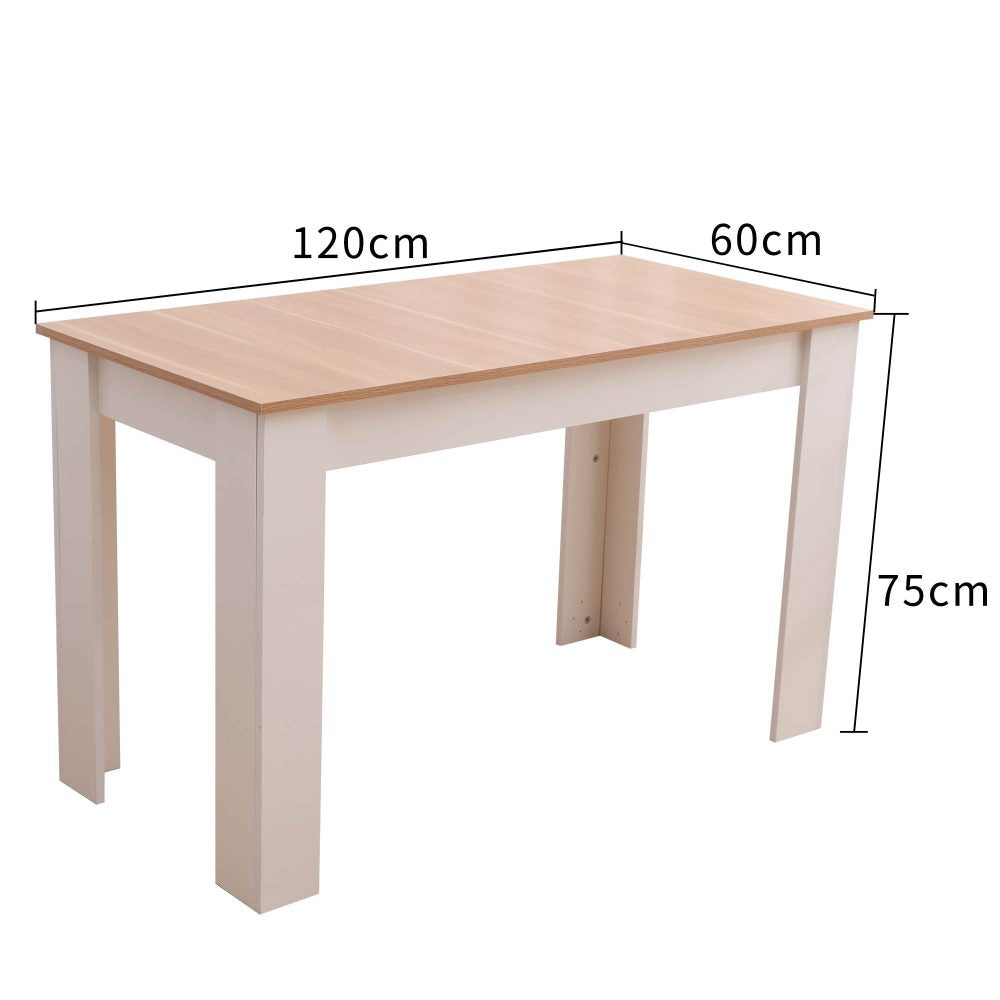 Dining Table Rectangular Wooden 120M-Wood&amp;White V264-DNT-409C-NTR-12M-1