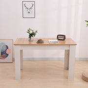 Natural Rectangular Dining Table with 4x Blue Velvet Chairs V264-DNT-409C-NTR-DNC-414V-BLU-4
