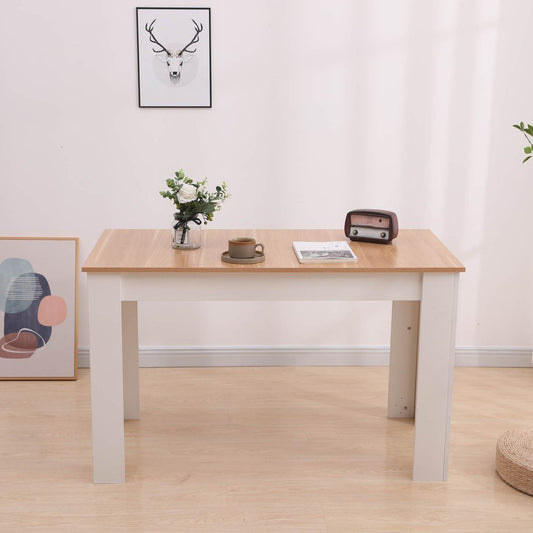 Natural Rectangular Dining Table with 4x Blue Velvet Chairs V264-DNT-409C-NTR-DNC-414V-BLU-4