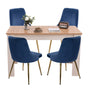 Natural Rectangular Dining Table with 4x Blue Velvet Chairs V264-DNT-409C-NTR-DNC-414V-BLU-4
