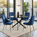 Marble Masterpiece Table and Chair Set V264-DNT-410-BLK-DNC-414V-BLU-4