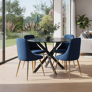 Marble Masterpiece Table and Chair Set V264-DNT-410-BLK-DNC-414V-BLU-4