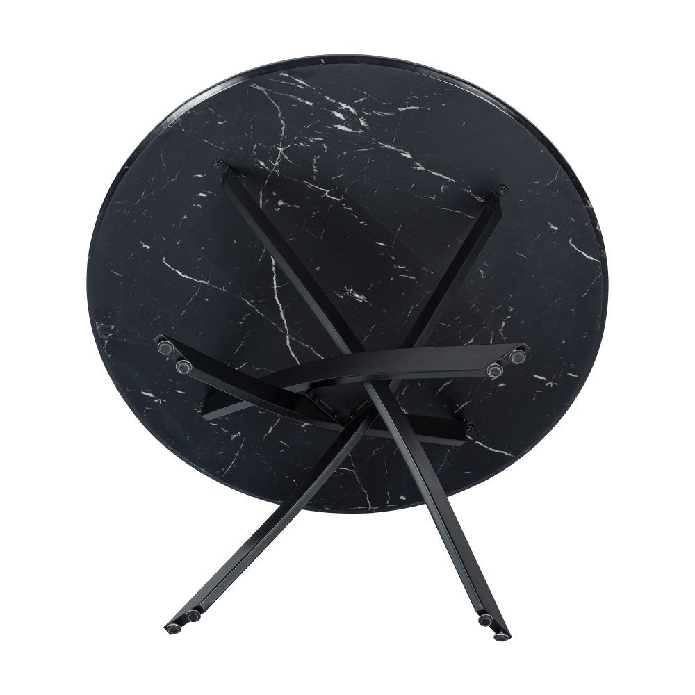 Marble Masterpiece Table and Chair Set V264-DNT-410-BLK-DNC-414V-BLU-4