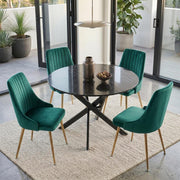 The Velvet Marble Table and Chair Set V264-DNT-410-BLK-DNC-414V-GRN-4