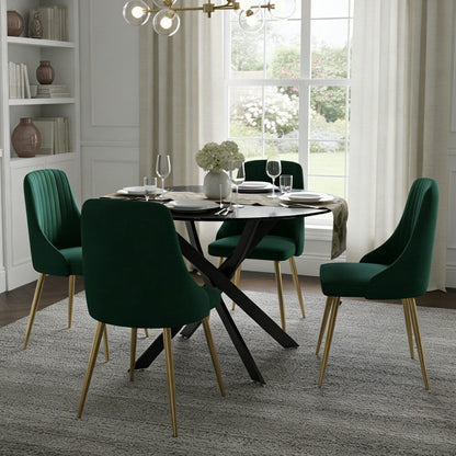 The Velvet Marble Table and Chair Set V264-DNT-410-BLK-DNC-414V-GRN-4