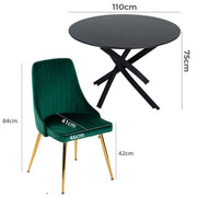 The Velvet Marble Table and Chair Set V264-DNT-410-BLK-DNC-414V-GRN-4