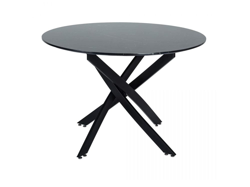 Round Marble-Effect Table-Black V264-DNT-410C-BLK-11M
