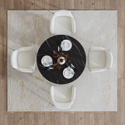 Round Marble-Effect Table-Black V264-DNT-410C-BLK-11M