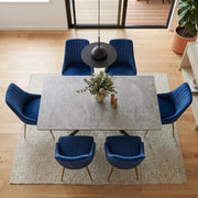 Dining Delight: Rectangular Table and Navy Velvet Chairs Dining Set V264-DNT-411C-DGR-DNC-414V-BLU-6