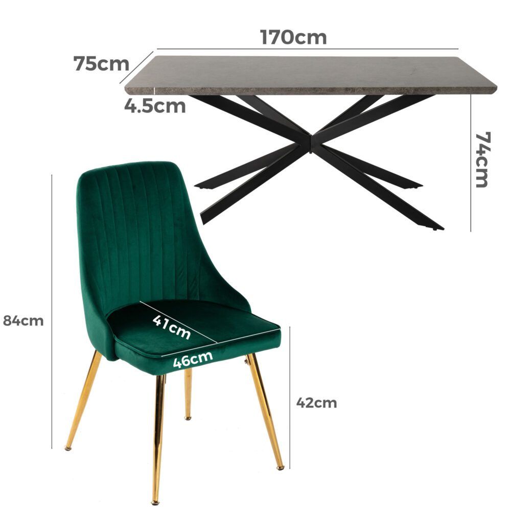 Green Velvet Banquet Set V264-DNT-411C-DGR-DNC-414V-GRN-6