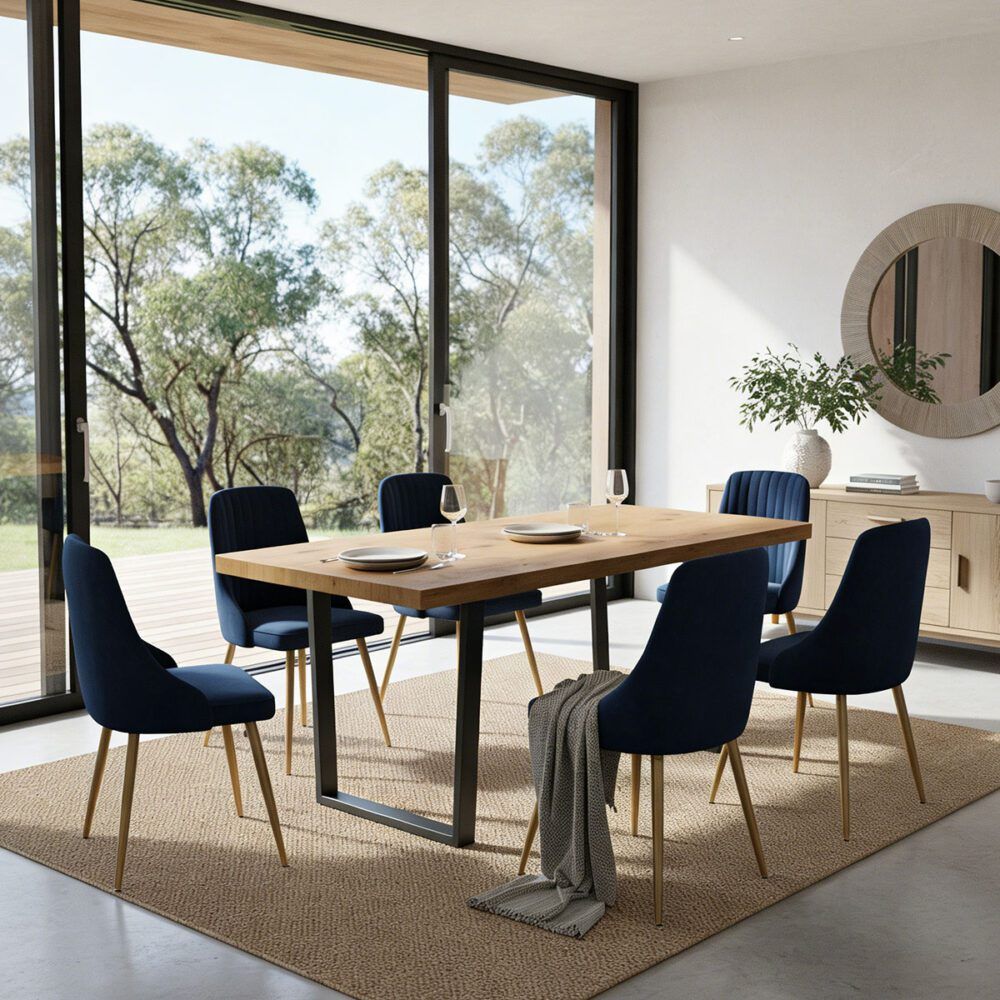 Dinero: Navy Velvet&Natural Table Set V264-DNT-412C-NTR-DNC-414V-BLU-6