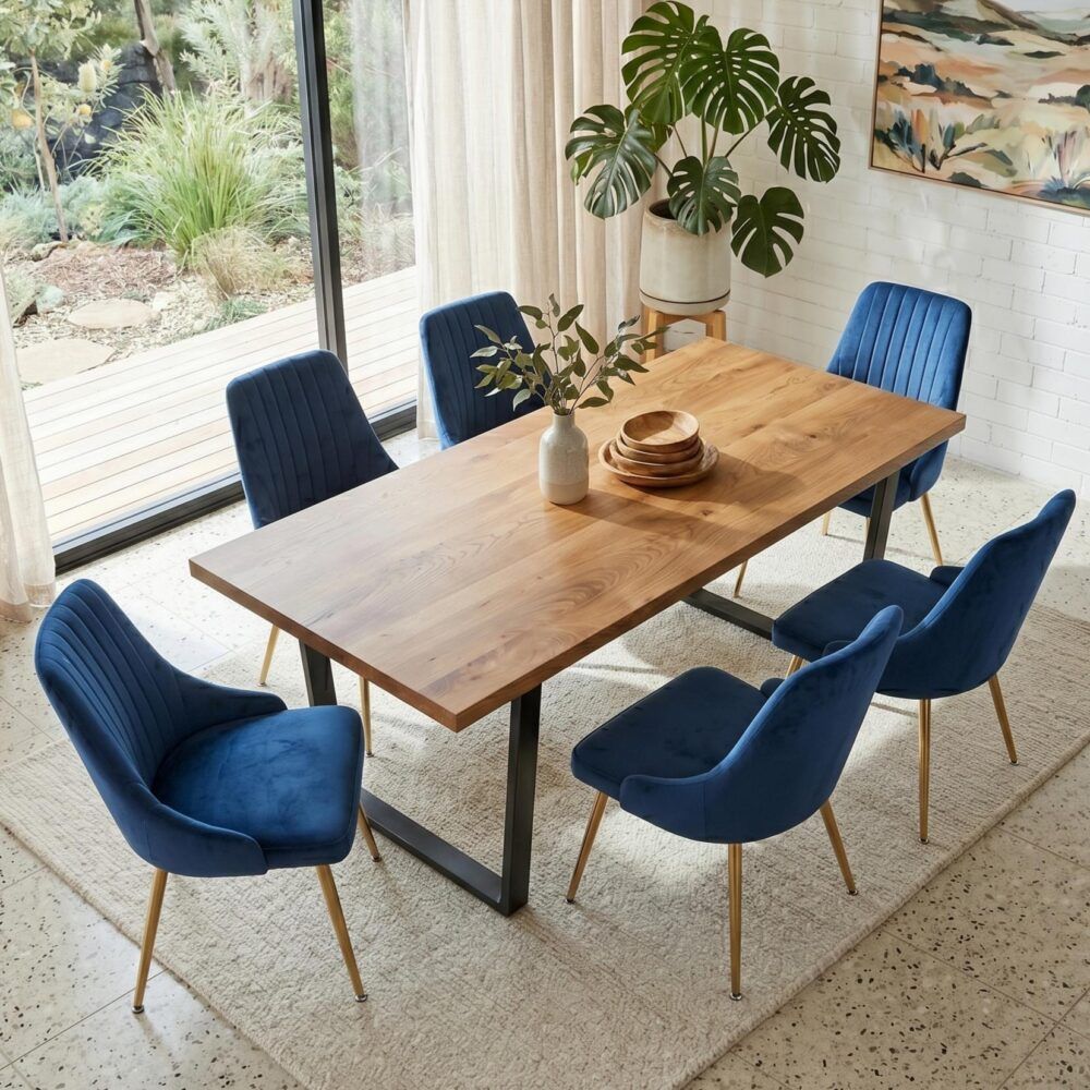 Dinero: Navy Velvet&Natural Table Set V264-DNT-412C-NTR-DNC-414V-BLU-6